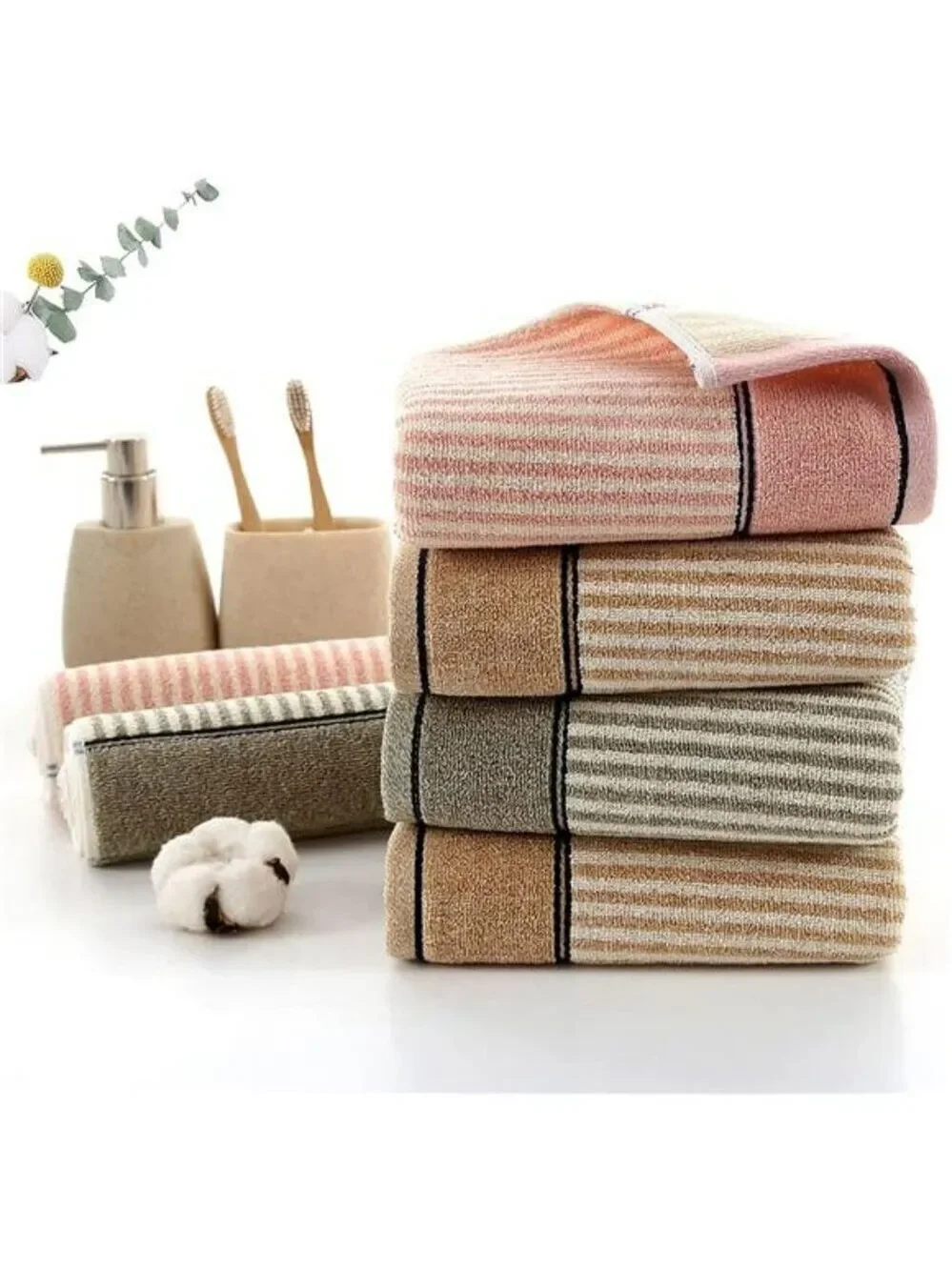 Pink Cotton Hand Towels Set 2 Pack Soft Absorbent Quick Dry Bathroom Kitchen Spa